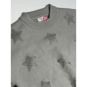 Simply Southern Gray Star Sweater cropped Long Sleeve Crew Neck Women's M‎ NWT